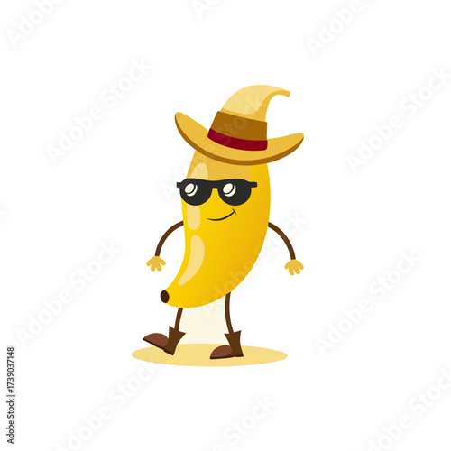 cartoon desert banana fruit mascot character in fu