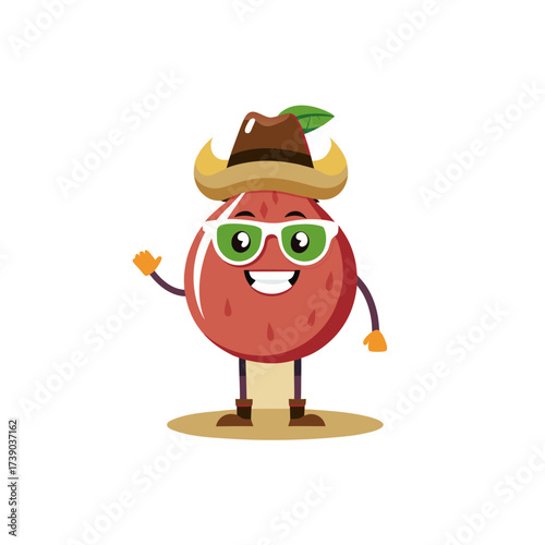 cartoon desert king fig fruit mascot character in 