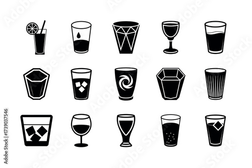 Glass Icons Collection – High-Quality Drinkware Clipart for Design & Branding
