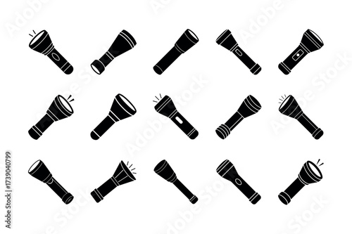 Flashlight Icons Collection – High-Quality Torch Clipart for Design & Branding