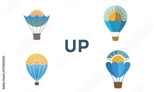 Hot air balloon sky travel adventure vector illustration
