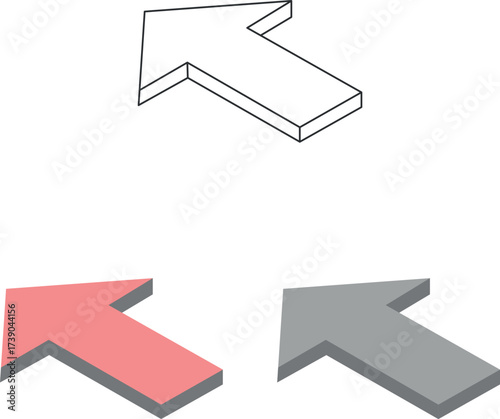 Free Download Minimalist 3D Arrow Line Art Vector Illustration - GFXLoad