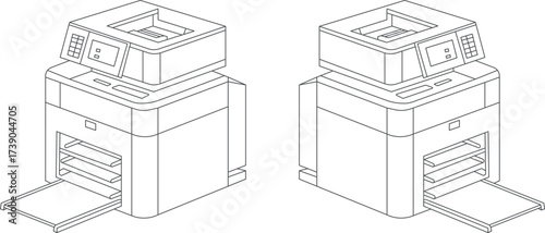 Digital printer machine line art vector
