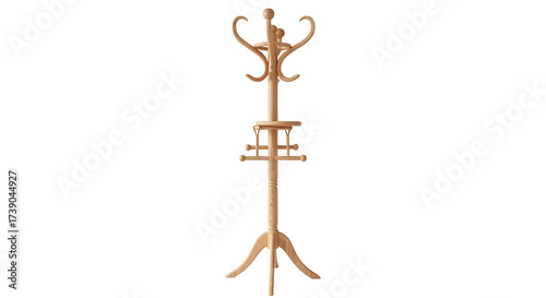 Wallpaper Mural Wooden coat rack stands elegantly against a stark black studio backdrop alone Torontodigital.ca