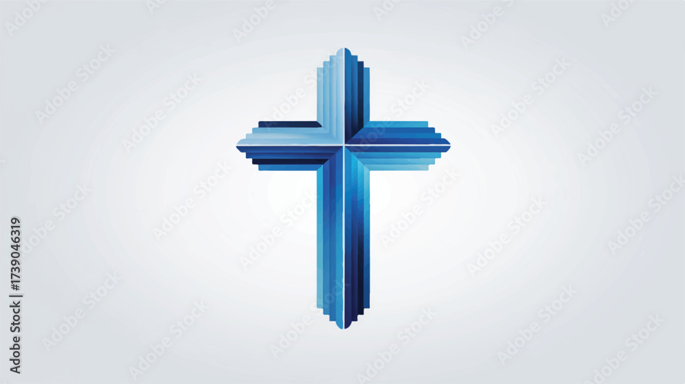 Obraz premium A minimalist Christian cross design rendered in a modern, geometric style 