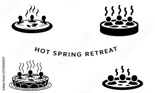 Hot spring spa retreat relaxation wellness vector illustration
