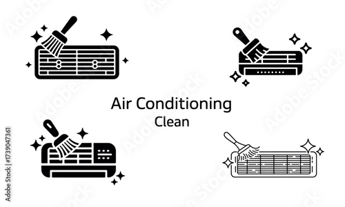 Air conditioner cleaning service maintenance vector illustration
