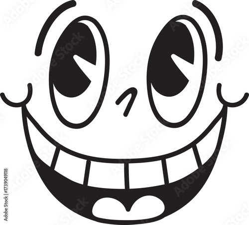 funny comic eyes and mouth doodle vector