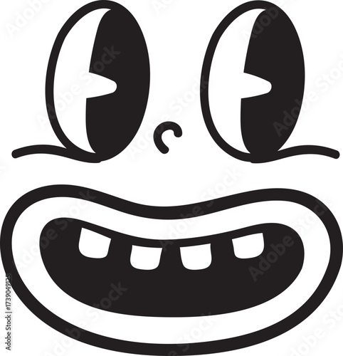 funny comic eyes and mouth doodle vector