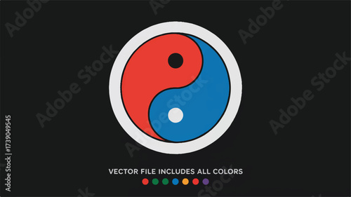 A minimalist yin-yang symbol in a white circular border against a black background.  