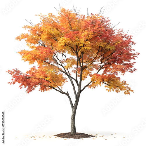 Autumnal tree a 3d render of a small tree with vibrant fall foliage