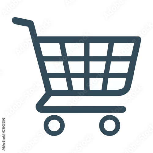 E Commerce Symbol in Flat Style, Minimalist Shopping Cart Icon