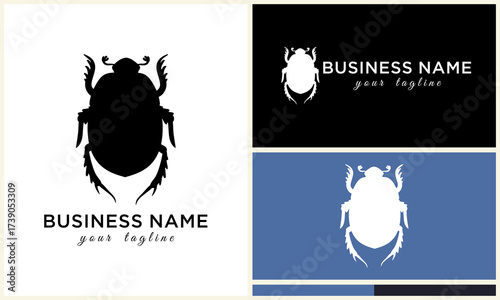 Beetle logo silhouette with branding options.