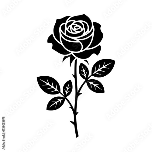 Vector art of black rose silhouette