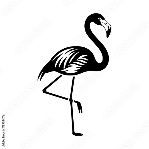Vector art of flamingo standing on one leg