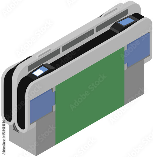 Isometric Illustration of Automatic Ticket Gate for Public Transportation