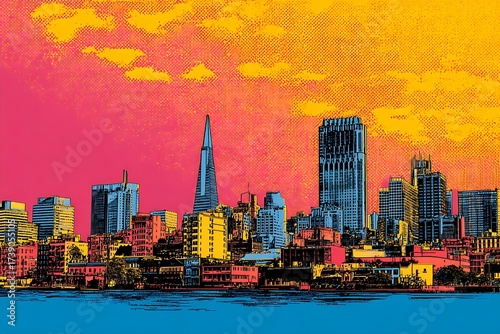 pop art style skyscraper illustration