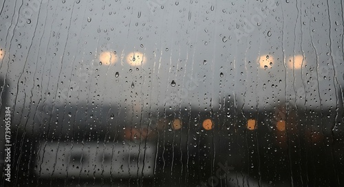 City lights through raindrops creating a melancholic blurred atmosphere
