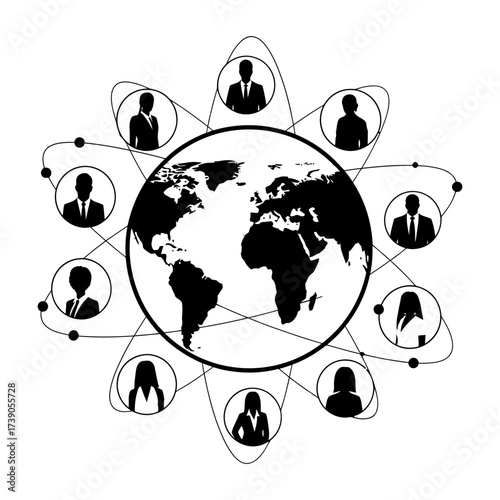 Global business network connecting professionals worldwide in a dynamic system of communication