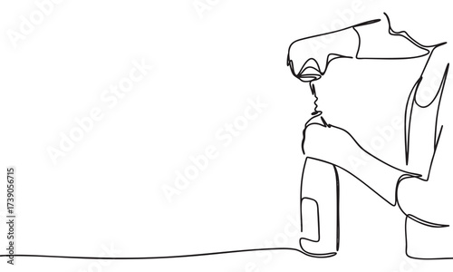 Opening Champagne Bottle A Continuous Line Art
