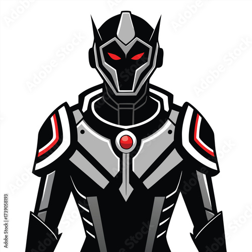 Futuristic Black Exosuit Person Vector – High Tech Cyber Armor Silhouette Illustration”