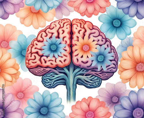 Floral Symmetry Brain on Pastel