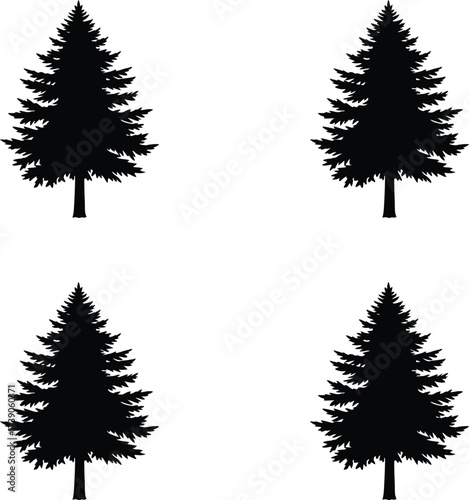 Silhouette coder tree set premium vector illustration. 