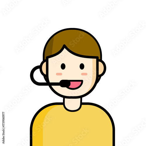 Call center agent avatar on white background.