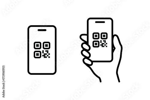 QR code recognition by smartphone. Icon for scanning QR code with smartphone
