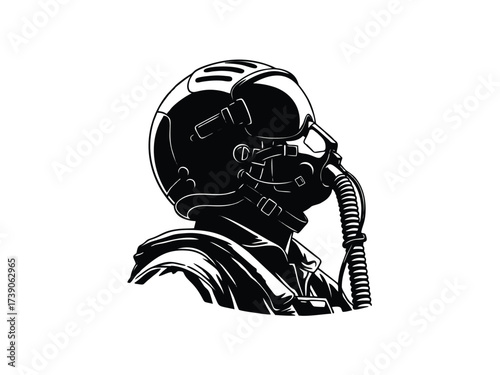 vector illustration of a fighter pilot with a white background