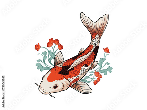 vector illustration of a koi fish with a white background