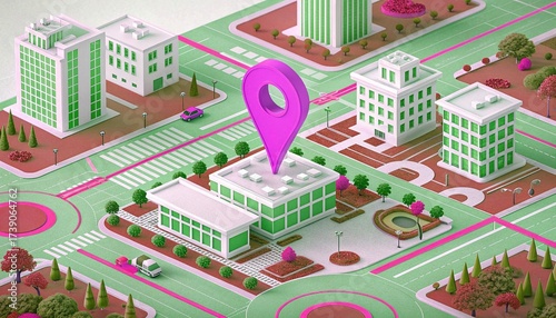 city map with pointer