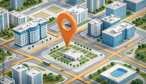 city map with pointer