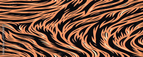 Wild tiger skin vectand illustration with textured striped fur, ideal fand artistic wallpapers, fabric patterns, and decandative tiles.