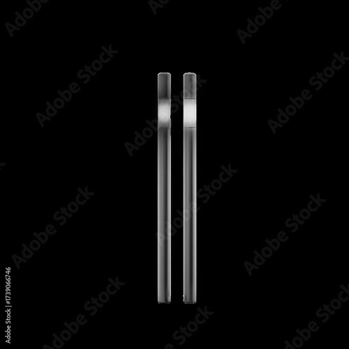 Two clear glass laboratory test tubes standing upright side by side with a subtle reflection isolated on transparent background
