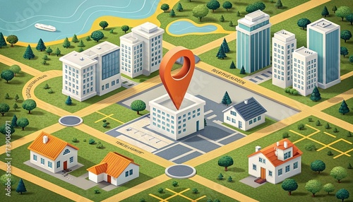 city map with pointer