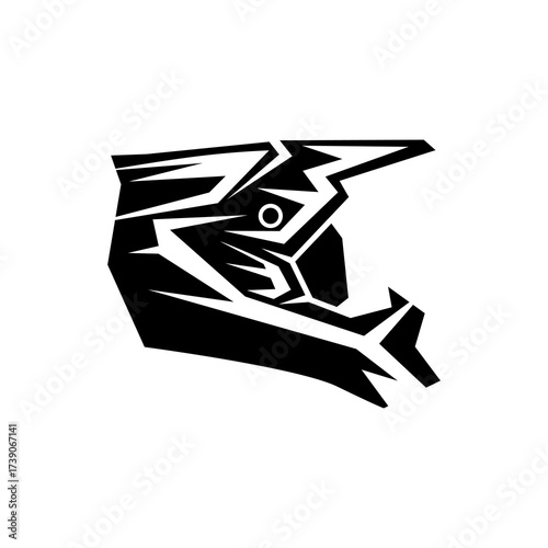 Supermoto Motocross helmet logo design template emblem badge.	
