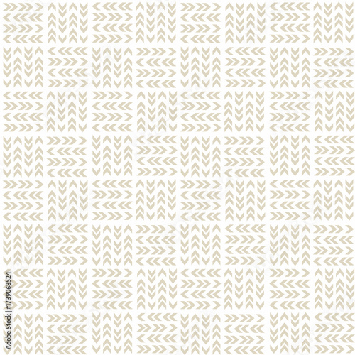 Seamless simple geometric pattern. White and beige ornament.