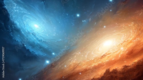 Vibrant depiction of cosmic galaxies with celestial stars and nebulas