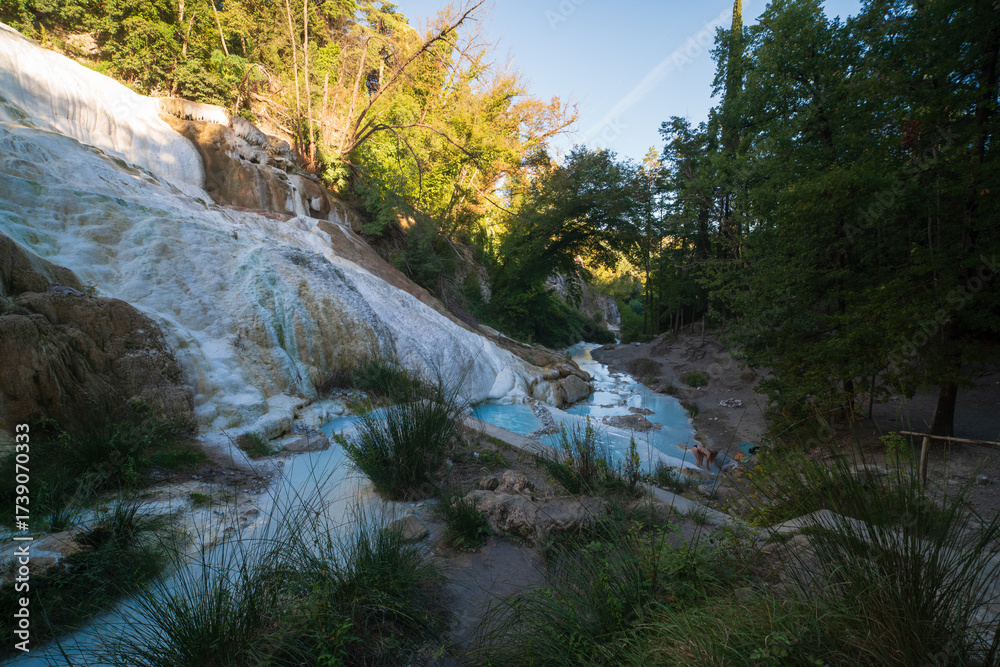 Obraz premium Hot springs at Bagni San Filippo, town in the province of Siena, Italy