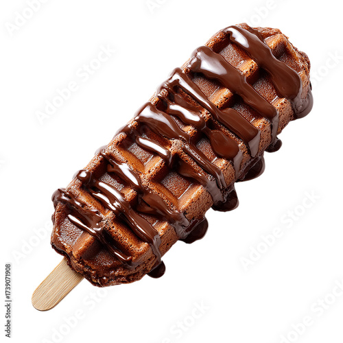 Chocolate waffle stick isolated on transparent background