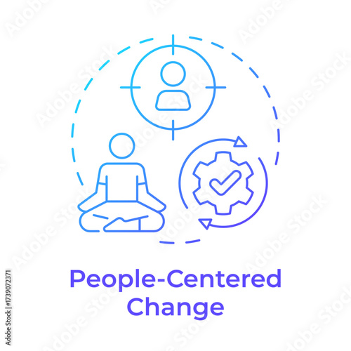 People centered change blue gradient concept icon. Impact on individuals. Type of organizational shift. Round shape line illustration. Abstract idea. Graphic design. Easy to use in presentation