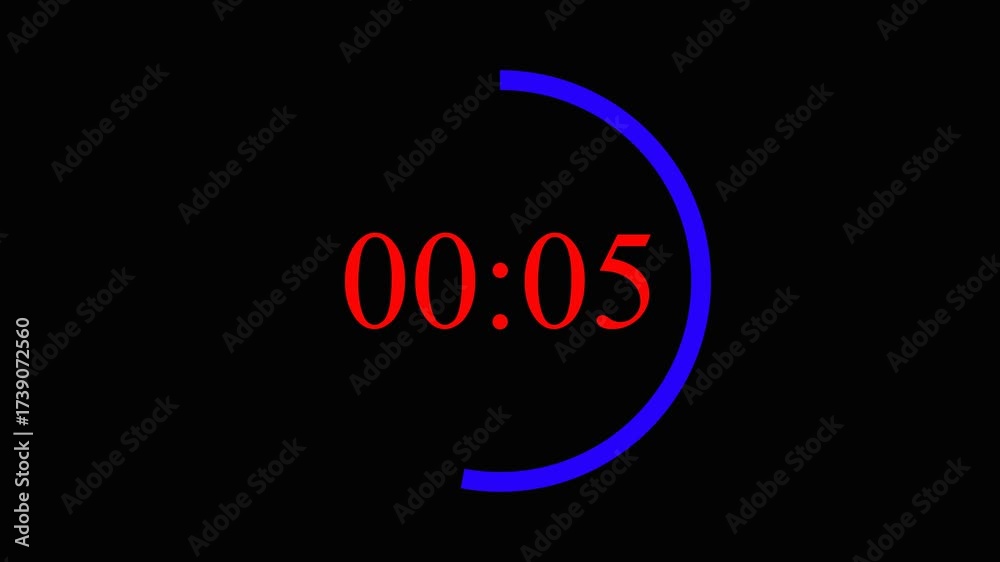 Simple animation of 10 seconds countdown timer on black background, 10 ...