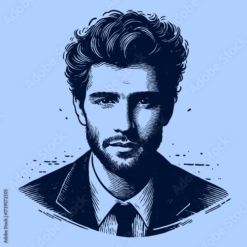 Illustration of a bearded man.