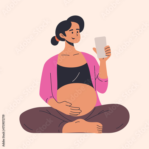Mother Pregnant doing yoga exercise indoors