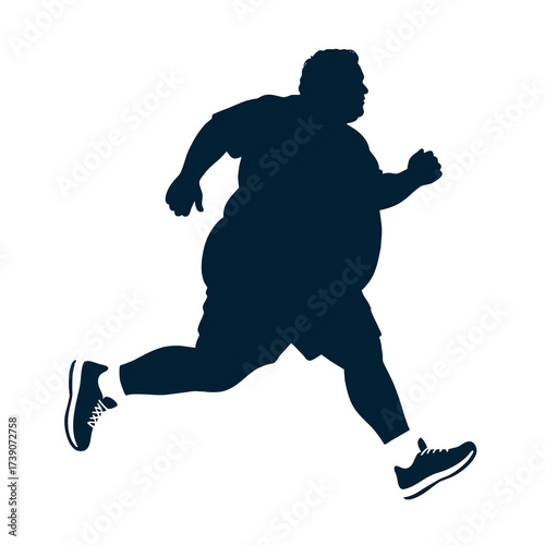 silhouette of overweight man running clip art preview