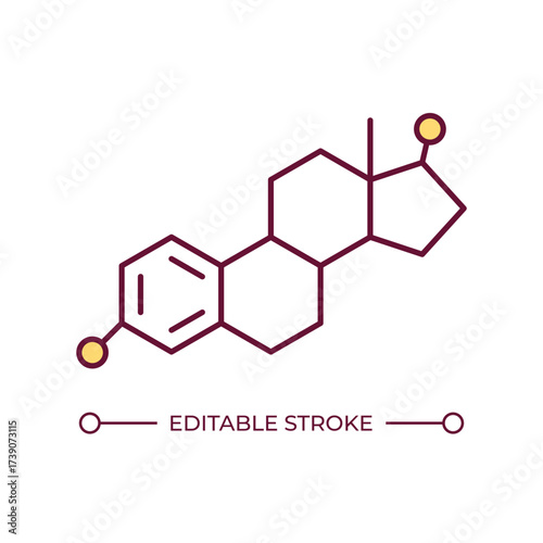 Estrogen line color icon. Group of hormones crucial for female reproductive development. Women health regulation. Isolated vector illustration. Flat colorful symbol design. Editable stroke