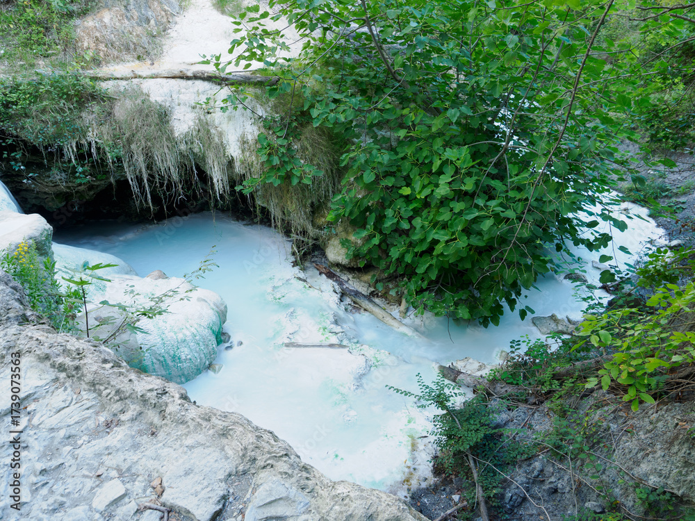 Fototapeta premium Hot springs at Bagni San Filippo, town in the province of Siena, Italy
