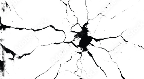 Distress overlay vector textures. Vector cracks, breaks on land surface from earthquake. White black grey wall, floor with cracks, texture background.