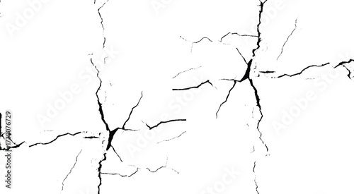 Earth cracks texture on isolated vector background. black lightning bolts. Earth crack. Vector eps10